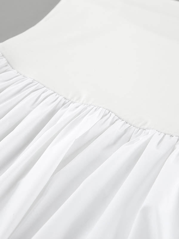 Lockere, ärmellose, plissierte, einfarbige Midikleider mit Spaghetti-Ausschnitt und geteiltem Schnitt