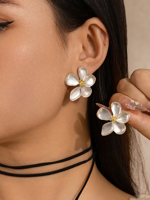 Flower Shape Tasseled Drop Earrings SILVER One_size