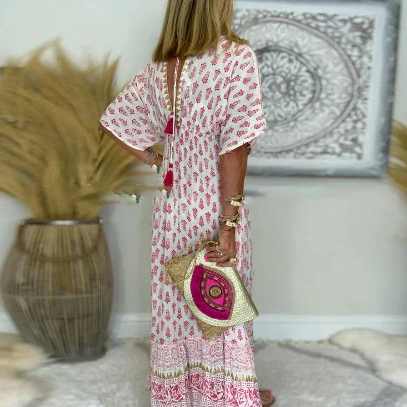 Clementine | Women's Printed Short Sleeve Maxi Dress
