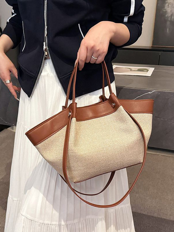 Contrast Color Zipper Shoulder Bags