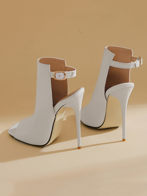 Belt Buckle Peep Toe Split-Joint Pumps Sandals