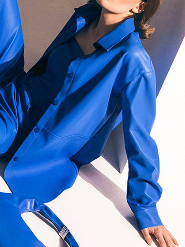 Vestes amples à manches longues et revers fendus de couleur unie