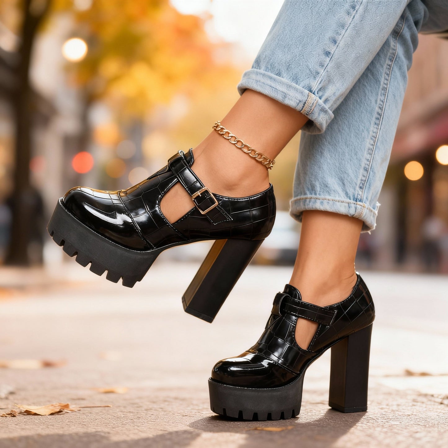 Delancey | Women's Platform Block Heel Mary Jane Pumps