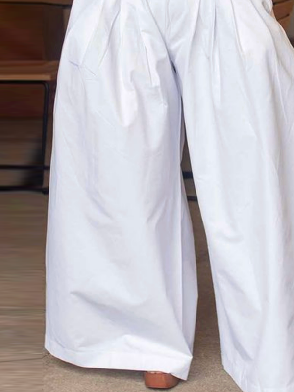 Loose Wide Leg No Belt Solid Color Casual Pants Bottoms Trousers