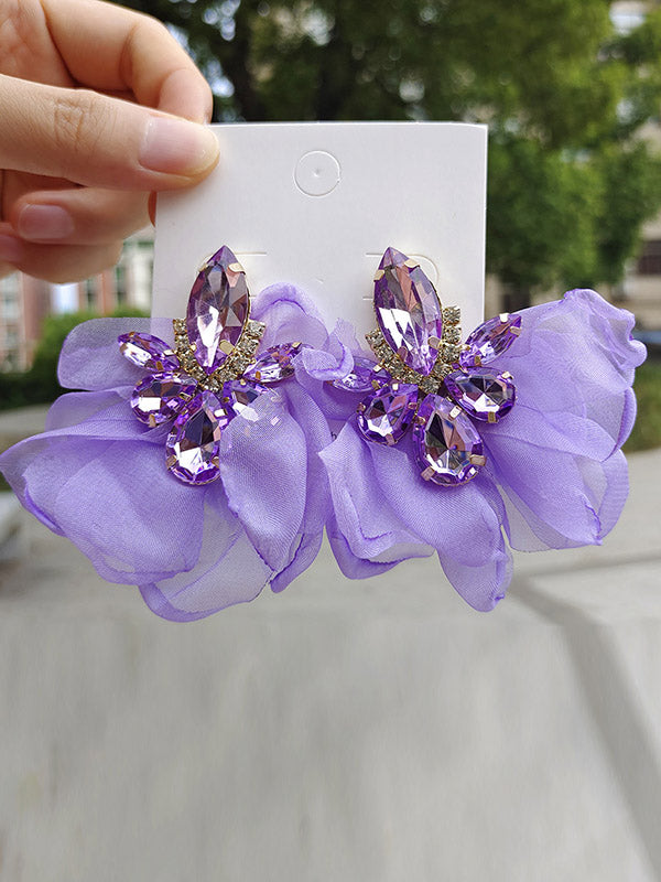 Flower Shape Drop Earrings LIGHT PURPLE One_size