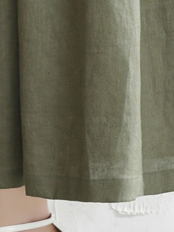 Lockere, einfarbige Hose aus Ramie-Baumwolle mit weitem Bein in 5 Farben