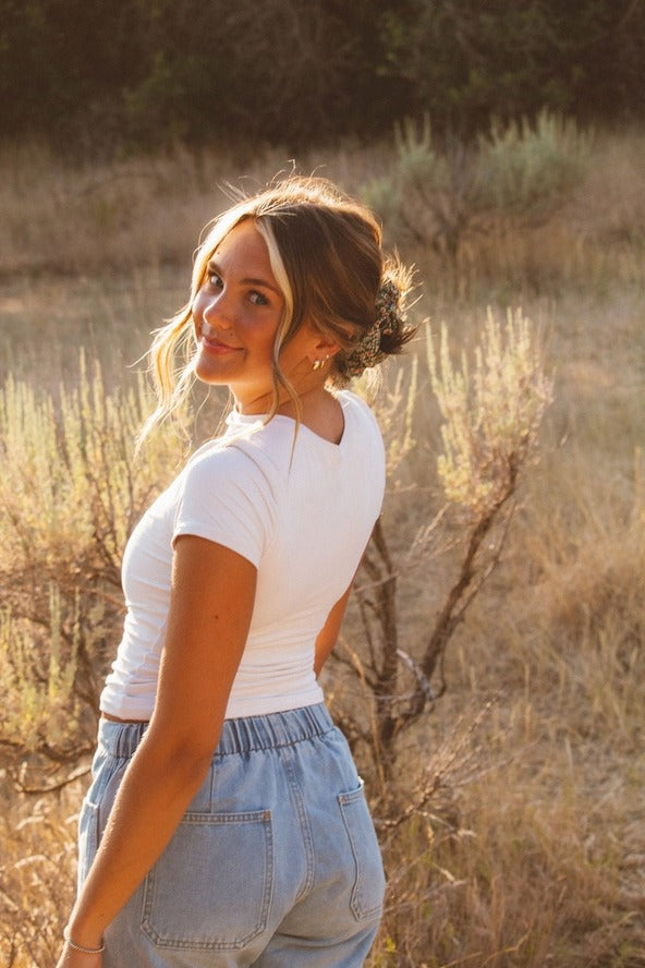 Green Floral Jumbo Scrunchie