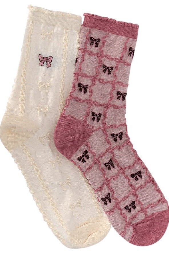 Ivory Bow Socks