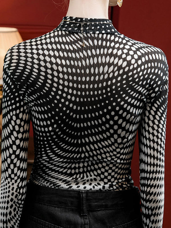 T-Shirts mit langen Ärmeln und Stehkragen in Kontrastfarbe in Übergröße