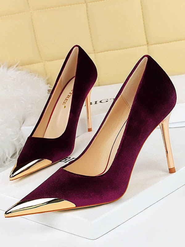Pointed-Toe Shallow Cut Split-Joint Pumps BURGUNDY