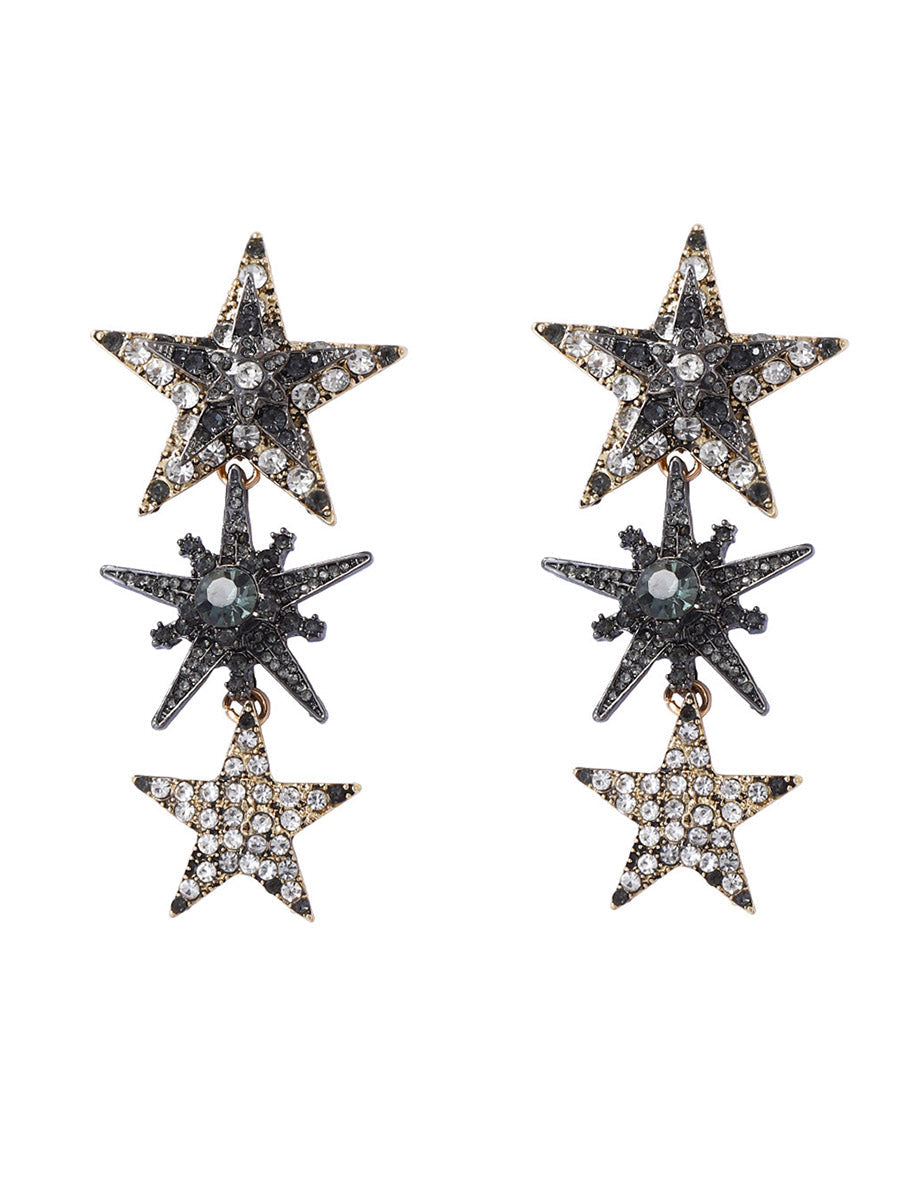 Rhine Stones Shiny Star Shape Earrings Accessories