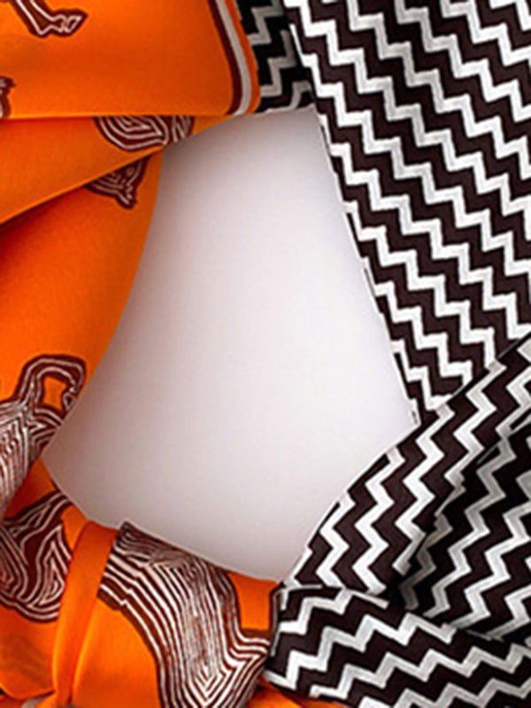 Écharpe carrée à rayures imprimées d'animaux