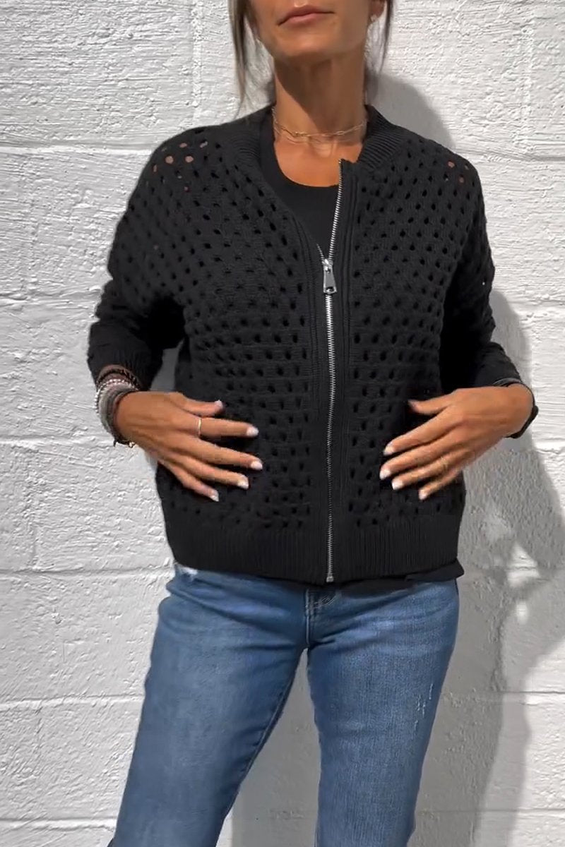 Hollow knitwear zipper jacket