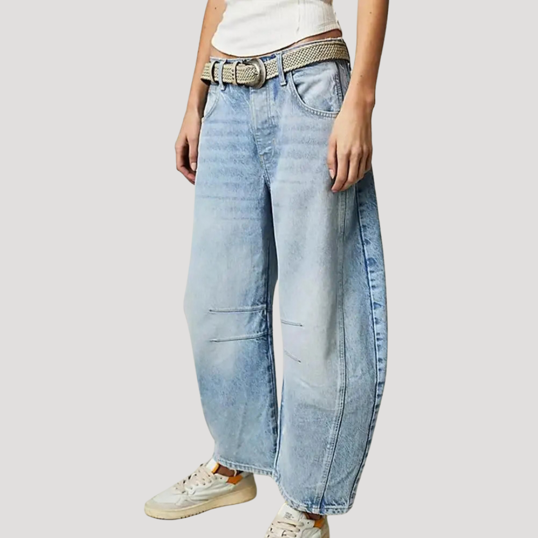 Isadora | Women's Leopard Print Barrel Leg Wide Jeans