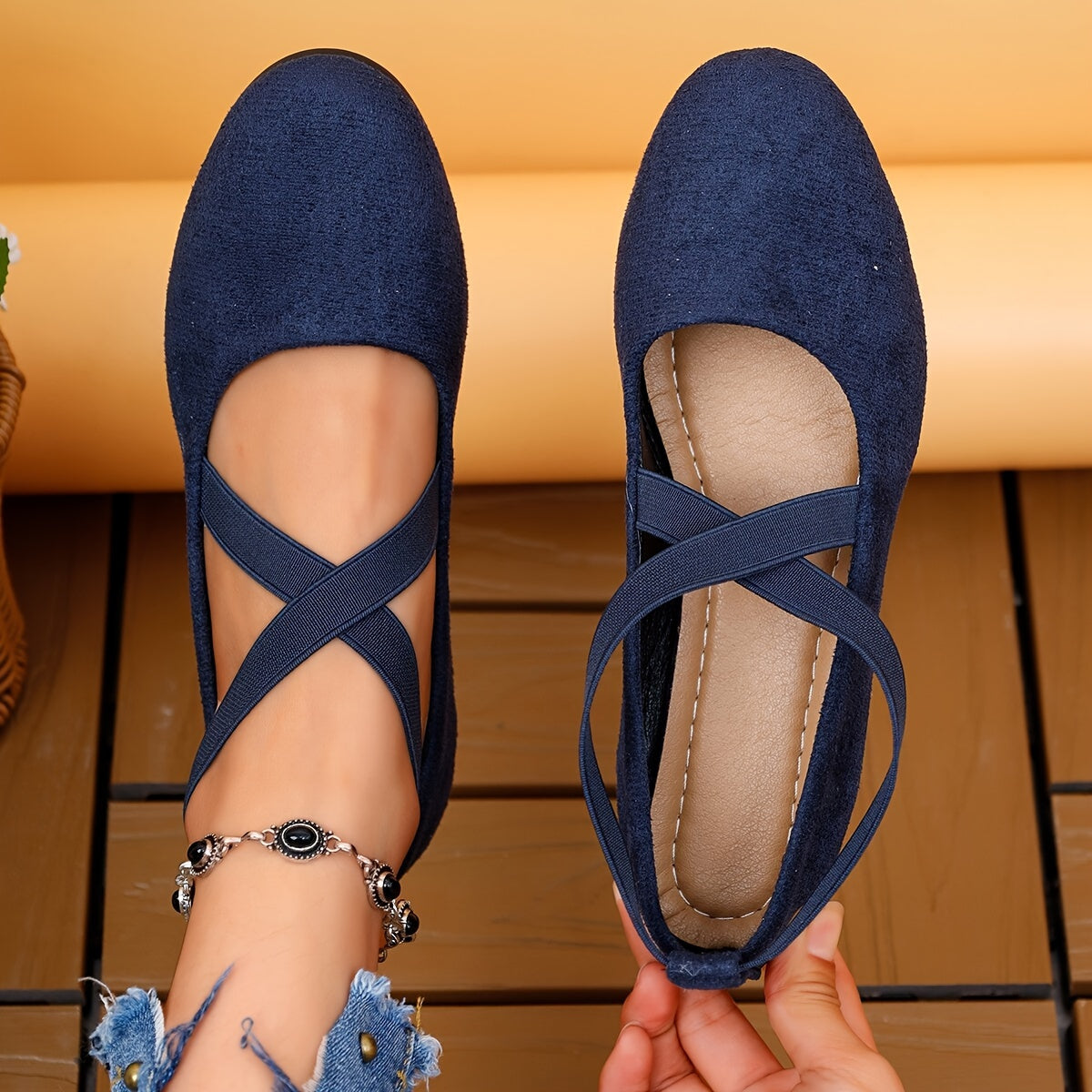Luelle | Women's Crossover Strap Low Wedge Shoes