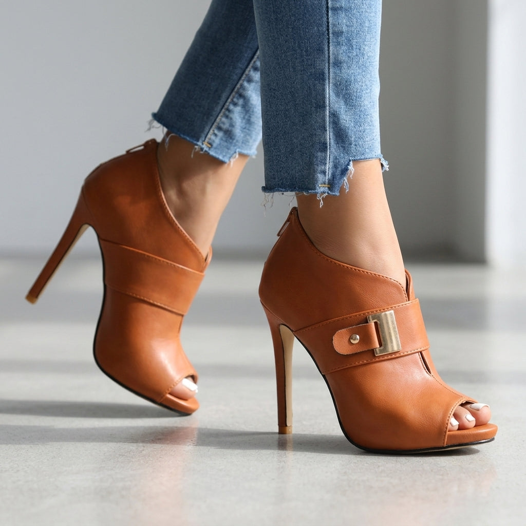 Nadine | Women's Open Toe Buckle Stiletto Heels