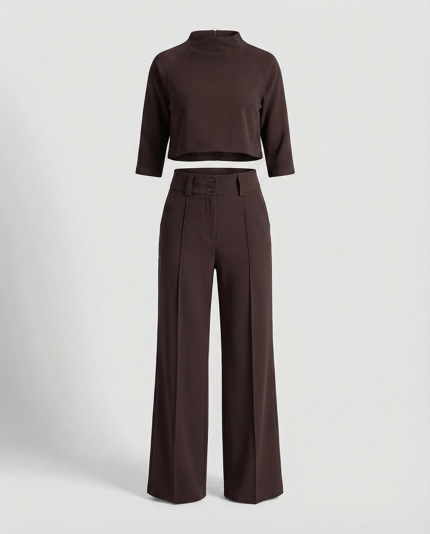 Vivara | Women's Wide Leg High Waist Two-Piece Pants Set