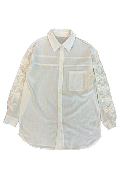 Bow Sleeve Button Up Shirt