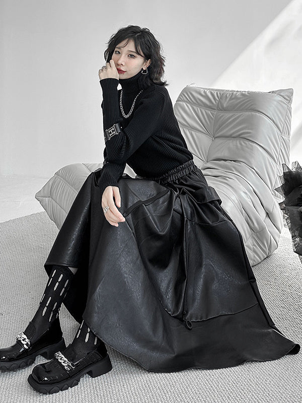 A-Line Hipster Solid Color Split-Joint Zipper Skirts Bottoms