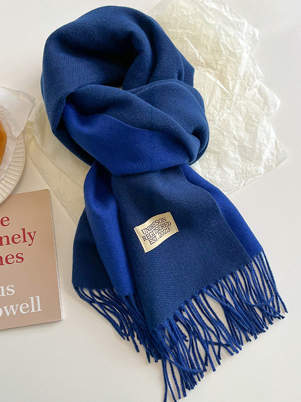 Keep Warm Tasseled Shawl&Scarf ROYAL BLUE One_size
