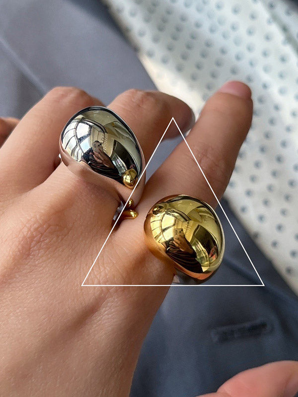 Geometric Solid Color Rings Accessories GOLD One_size