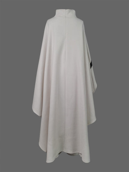 High-Low Loose Striped High Neck Cape