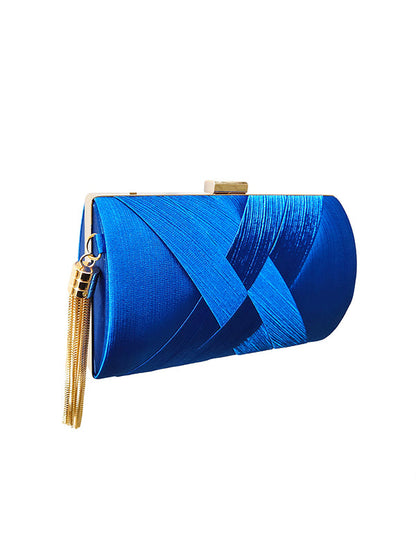 Sacs à main de banquet à pompons de couleur contrastée avec chaînes 