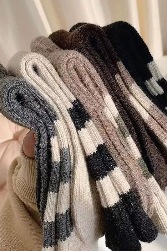 Chunky Cozy Striped Crew Socks