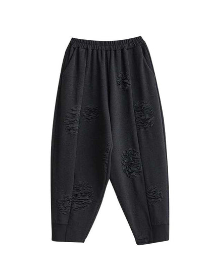 Long Sleeves Asymmetric Solid Color Split-Joint V-Neck T-Shirts Top + Harem Pants Elasticity Pants Bottom Two Pieces Set