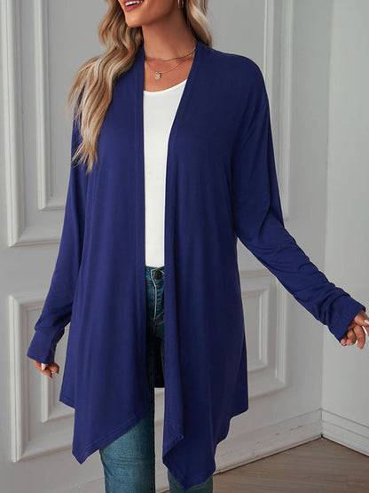 Vêtements d'extérieur amples à manches longues et col affirmé de couleur unie 