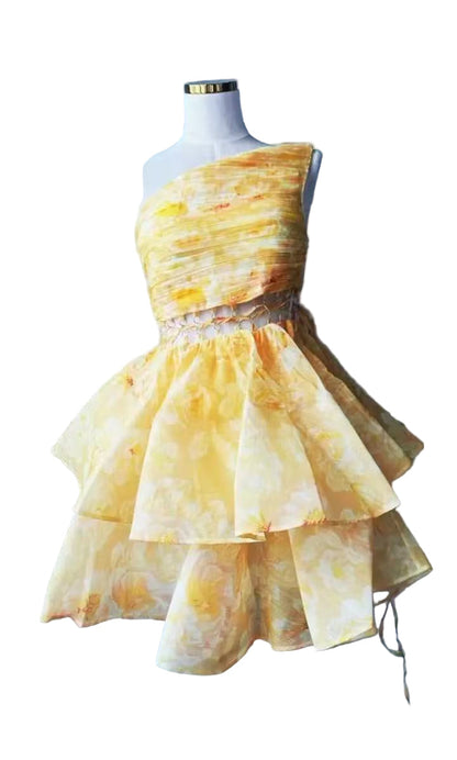 NEXT DAY DELIVERY One Shoulder Mini Flower Dress