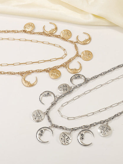 Colliers géométriques à double couche de couleur unie, accessoires 