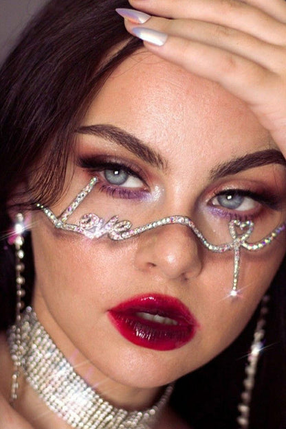 Half Frame Rhinestone Crystal Glasses