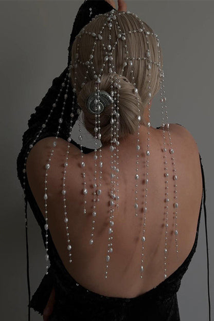 Fashionable Mesh Pearl Tassel Headband