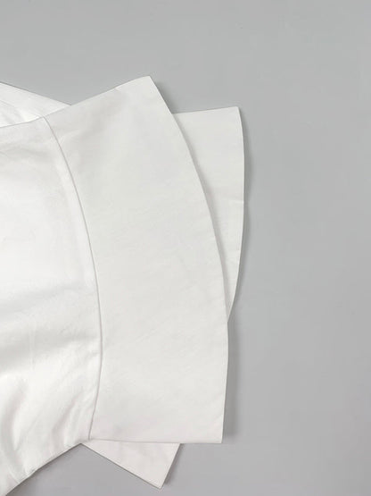 Half Sleeves Loose Buttoned Solid Color Lapel Blouses&Shirts Tops