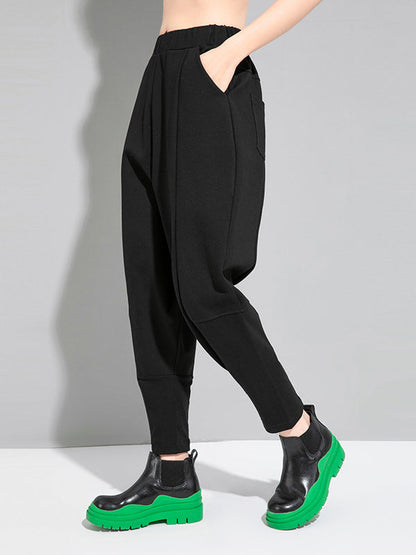 Pantalon sarouel décontracté, simple, ample, élastique, couleur unie 