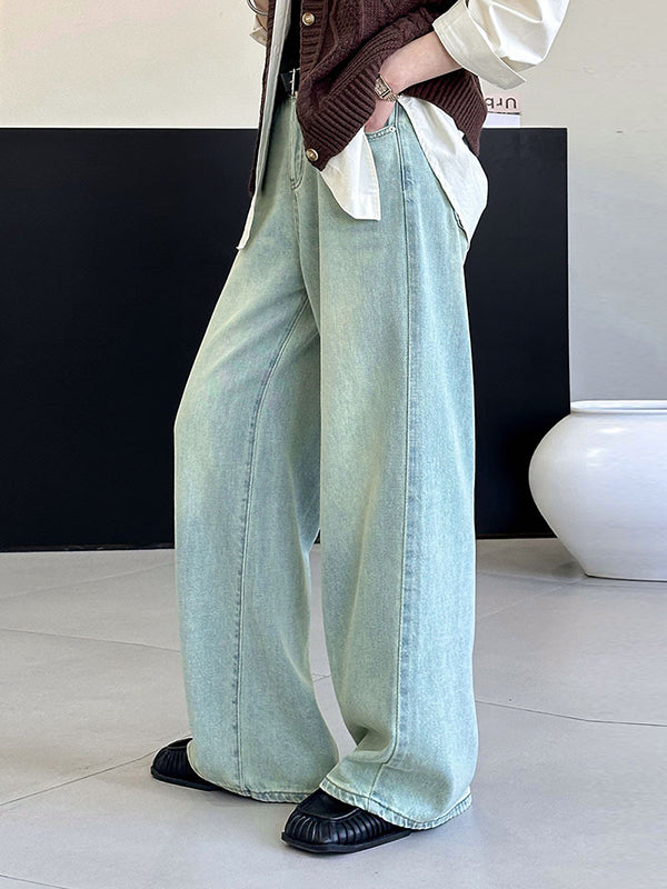 High Waisted Loose No Belt Pockets Jean Pants Bottoms