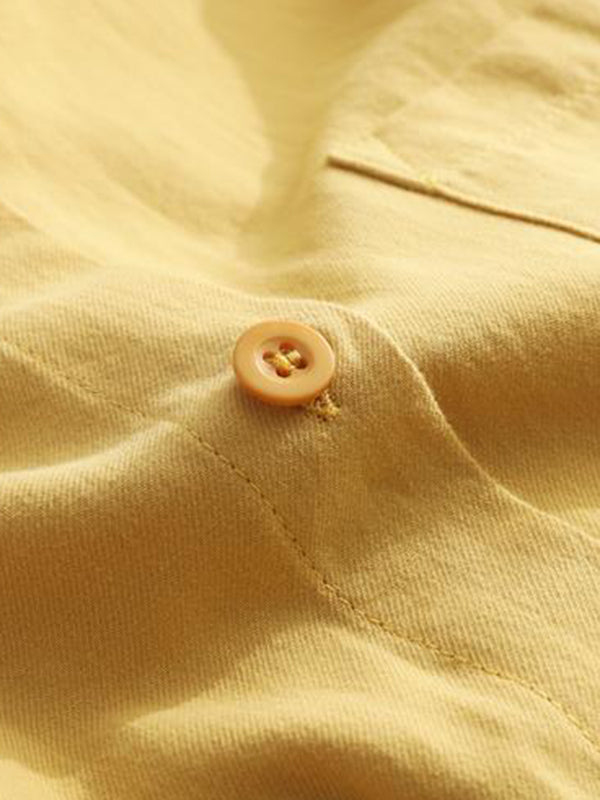 Chemises à manches longues et revers de couleur unie 