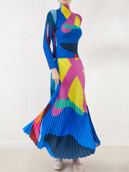 T-Shirts mit langen Ärmeln und kontrastfarbenem, plissiertem Stehkragen 