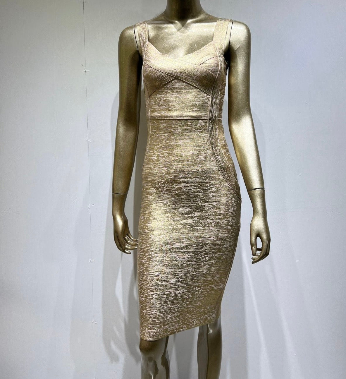 CHUVA Metallic Bandage Dress GOLD