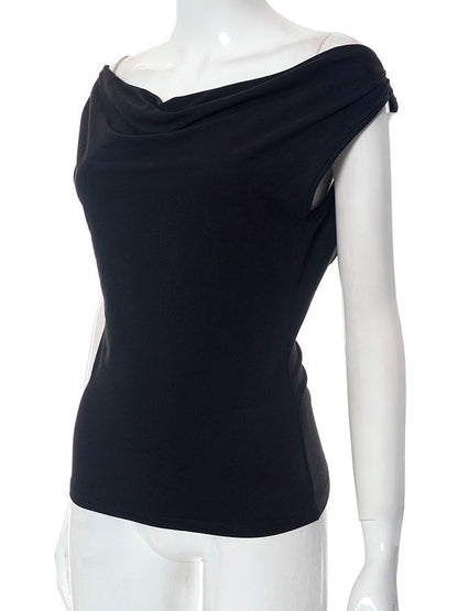 T-shirt ample, moulant, dos nu, à lacets, transparent, couleur unie, fendu, épaules dénudées 