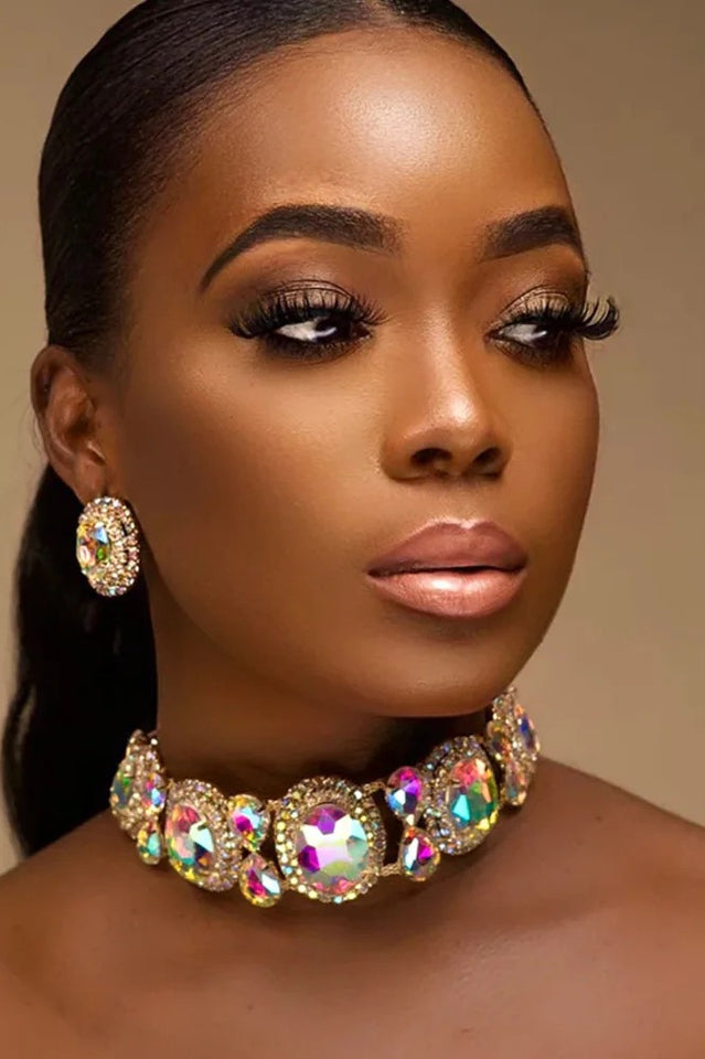 EM Crystal Necklace Earrings Set