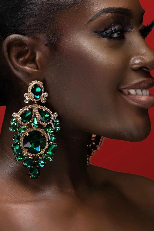 Geometric Rhinestone Dangle Earrings