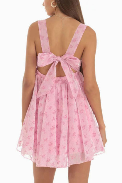 Floral Organza Baby Doll Dress Pink