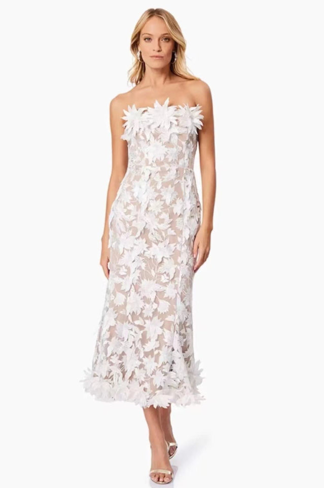 Gloria Floral Embroidery Strapless Maxi Dress