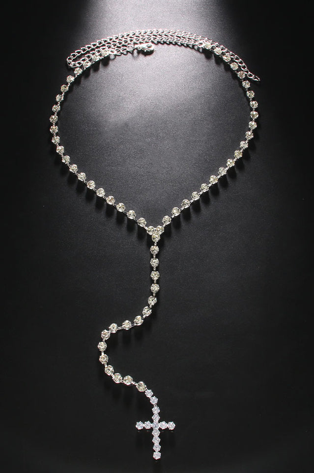 Rhinestone Big Cross Pendant Choker