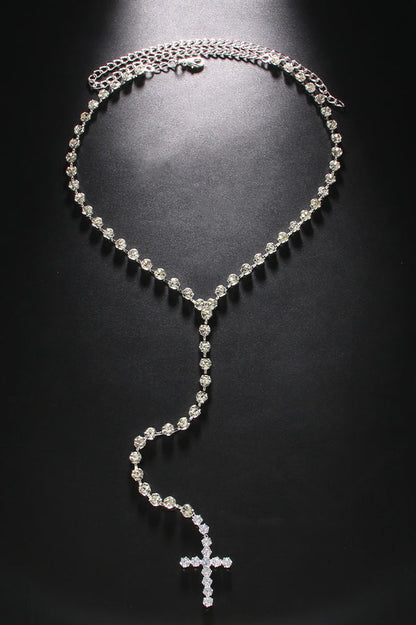 Rhinestone Big Cross Pendant Choker
