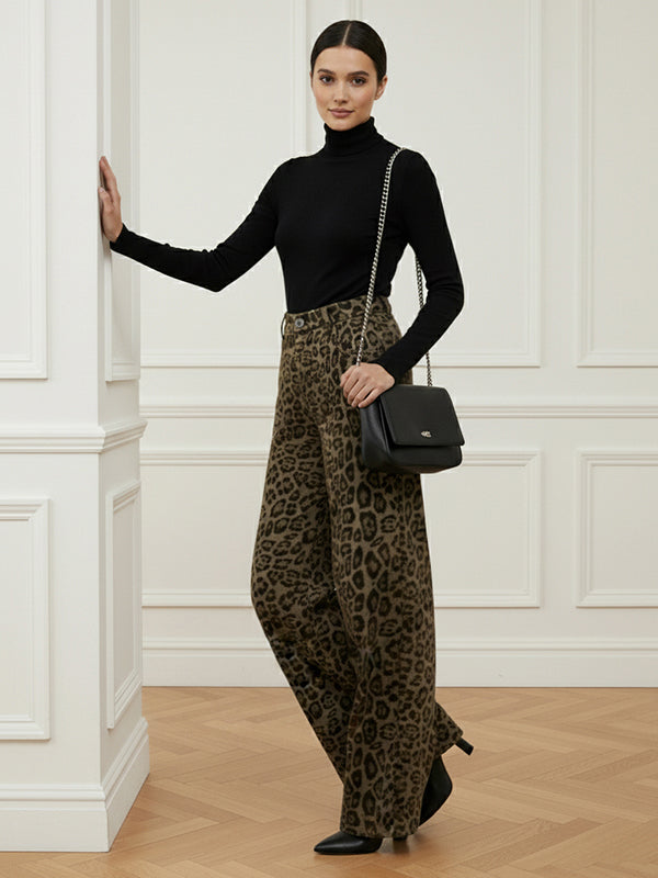 Urban Leopard Patchwork Wide Leg Pants