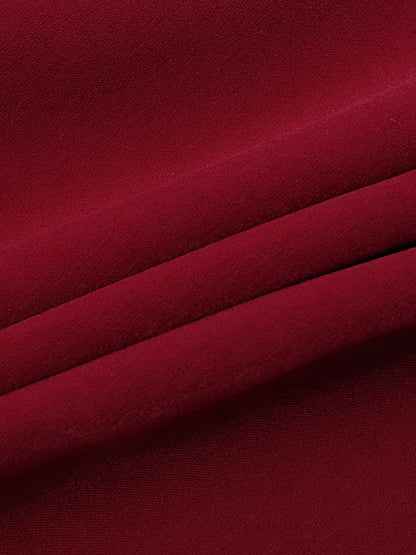 Loose Puff Sleeves Pleated Solid Color Split-Joint Stand Collar Blouses