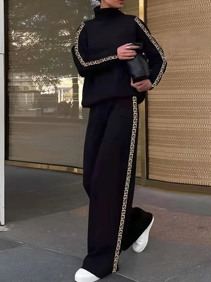 Loose Printed Solid Color Casual Pants Bottoms Trousers